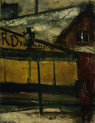 街灯と立木　佐伯祐三　F6 油彩画 街灯と立木 佐伯祐三 F6 油彩画