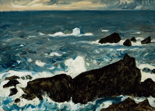 藤島武二「岩と波(潮岬)」1931年.jpg
